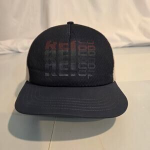 REI Co-op Unisex On The Trail Graphic Trucker Hat Navy Blue &‎ Cream One Size